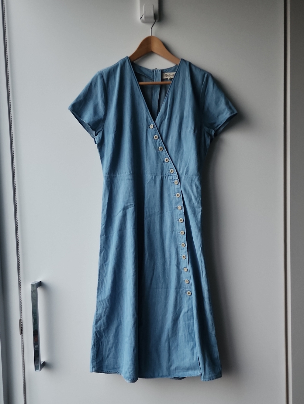 Madewell Button Cotten Blend Denim Midi Dress